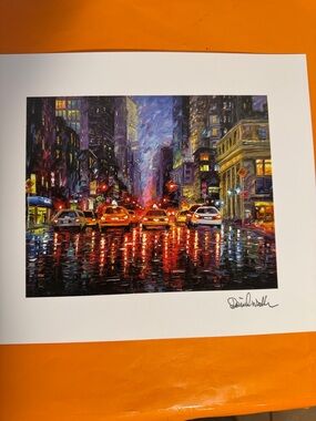 Rainy Manhattan Night Lithograph